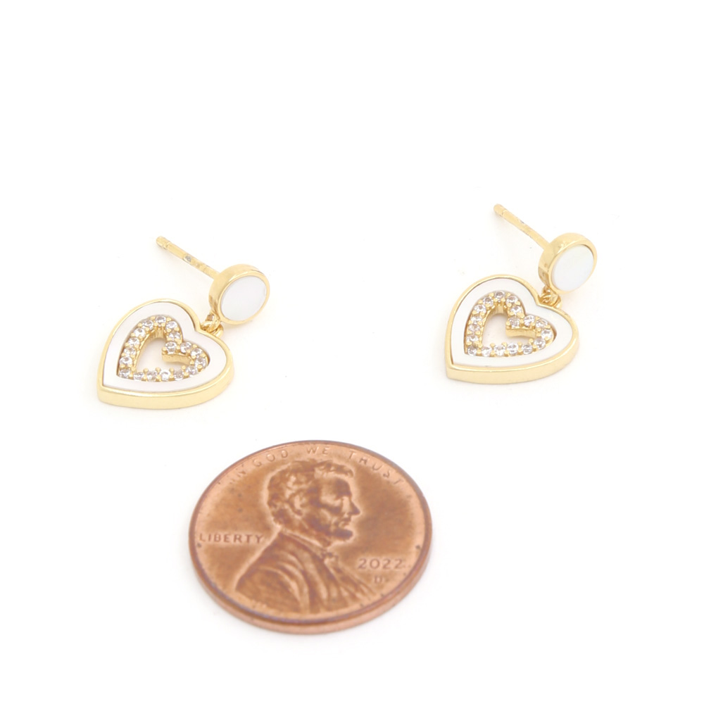 CZ GOLD DIPPED HEART POST EARRING