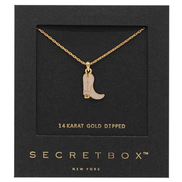 SECRET BOX 14K GOLD DIPPED BOOTS PENDANT NECKLACE