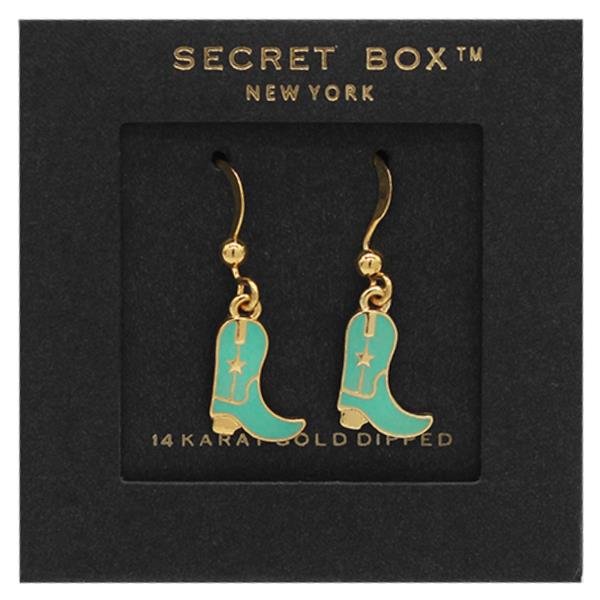 SECRET BOX 14K GOLD DIPPED BOOT DANGLE EARRING