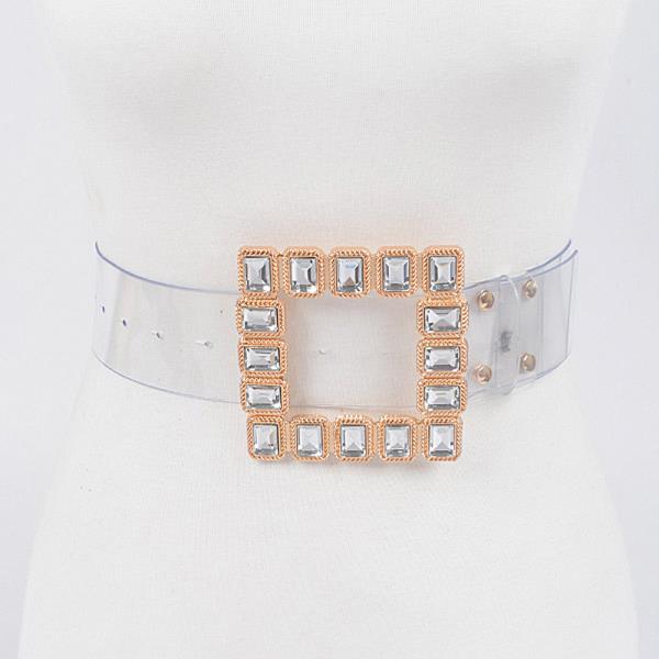 STONE BUCKLE FAUX LEATHER BELT