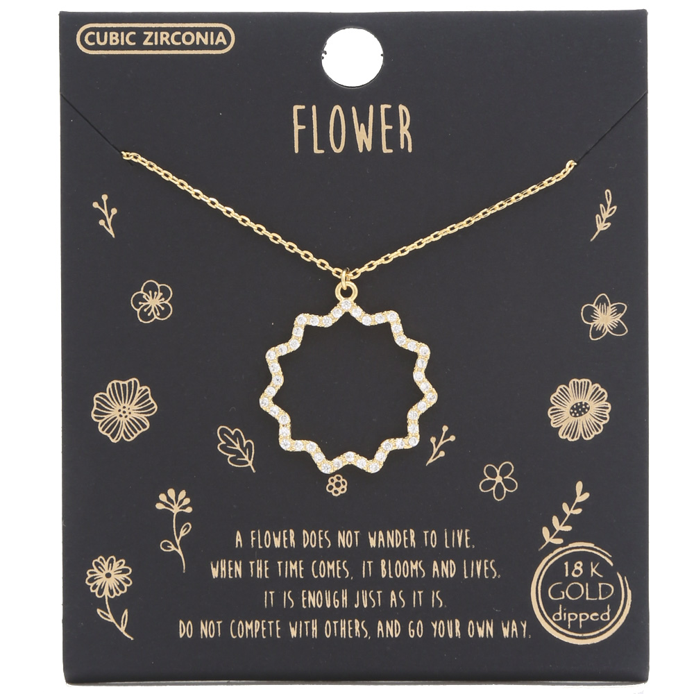 18K GOLD RHODIUM DIPPED FLOWER NECKLACE