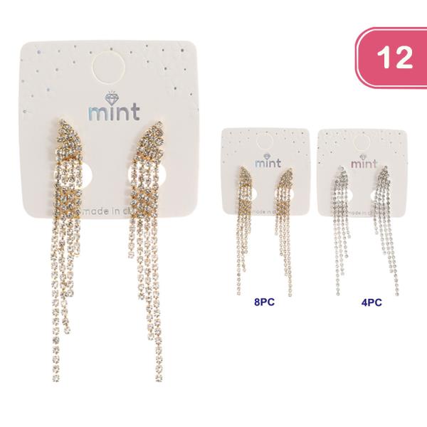 RHINESTONE TASSEL DROP EARRING (12UNITS)