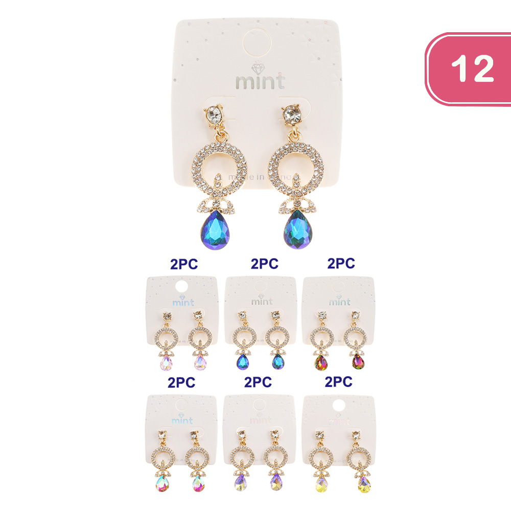 FASHION RHINESTONE DROP EARRING (12UNITS)