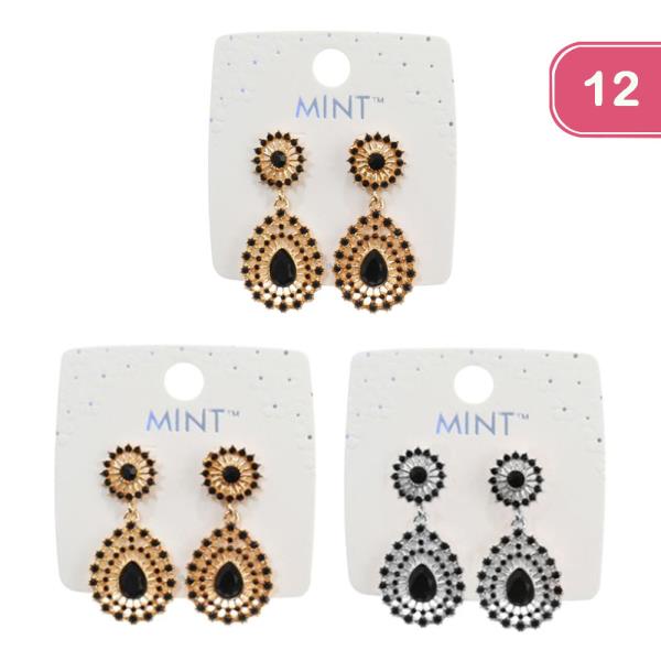 FASHION RHINESTONE DANGLE EARRING (12 UNITS)