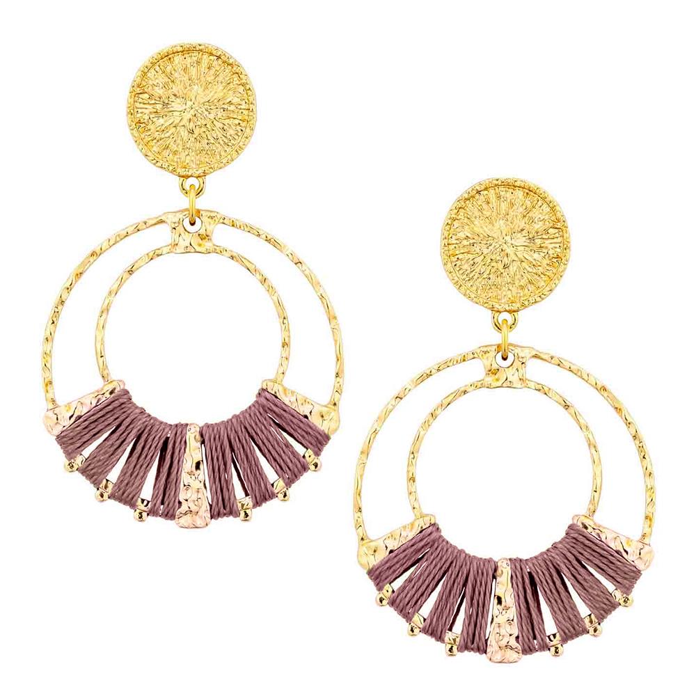 THREAD METAL TEXTURE DANGLE EARRING