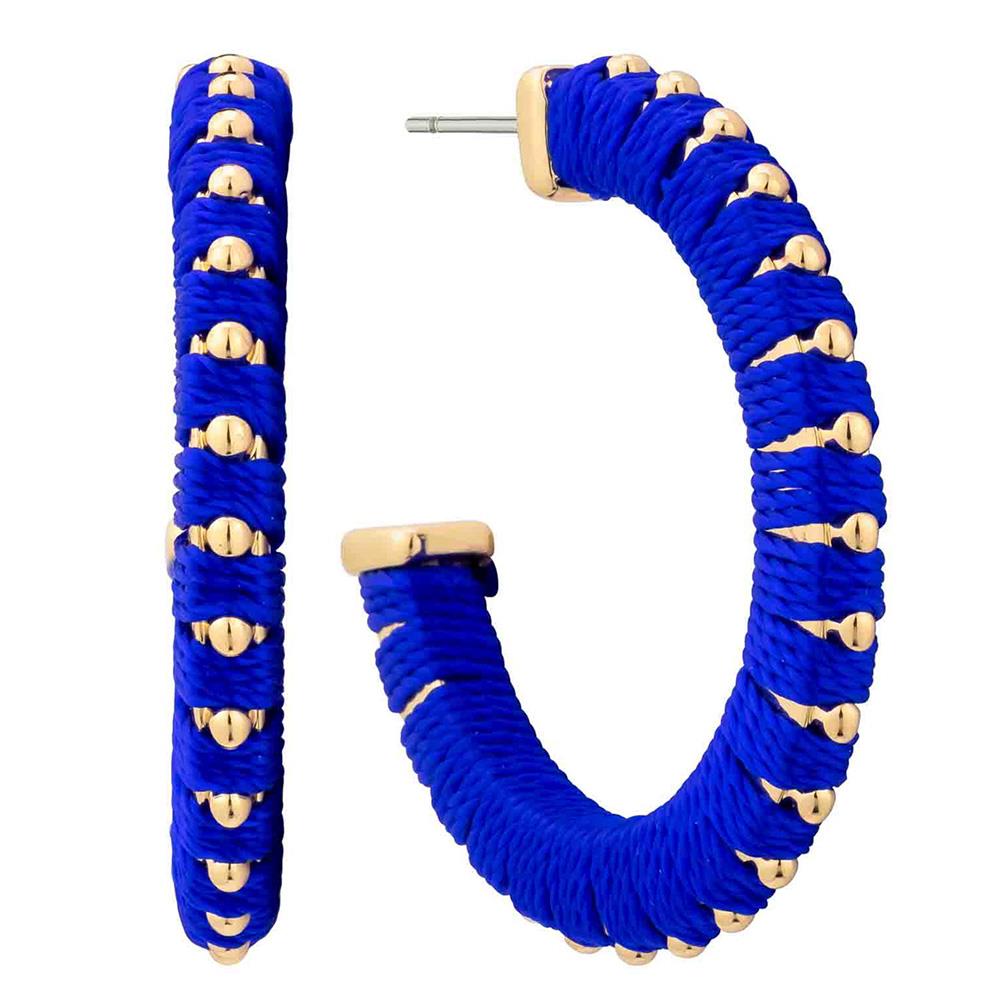 THREAD WRAPPED METAL HOOP EARRING
