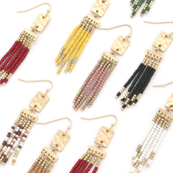 SEED BEAD METAL TEXTURE EARRINGS