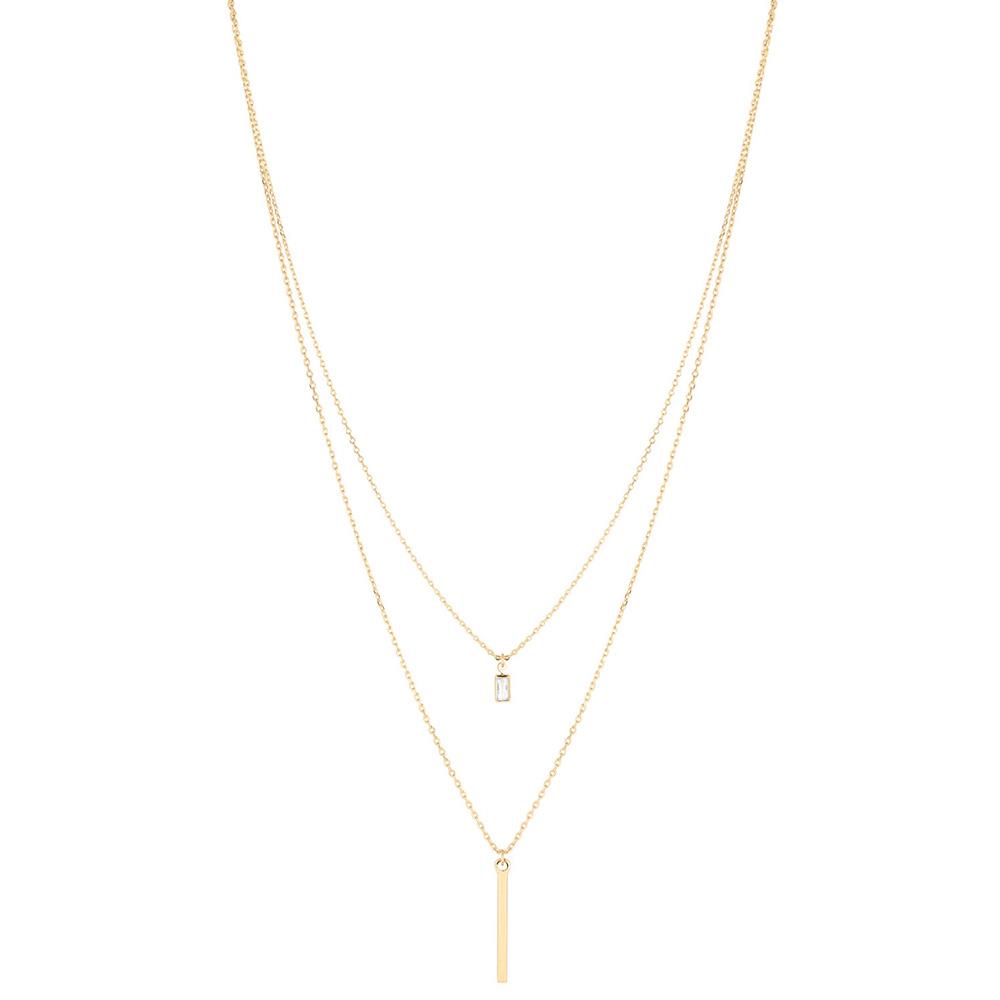 METAL CRYSTAL LAYERED NECKLACE