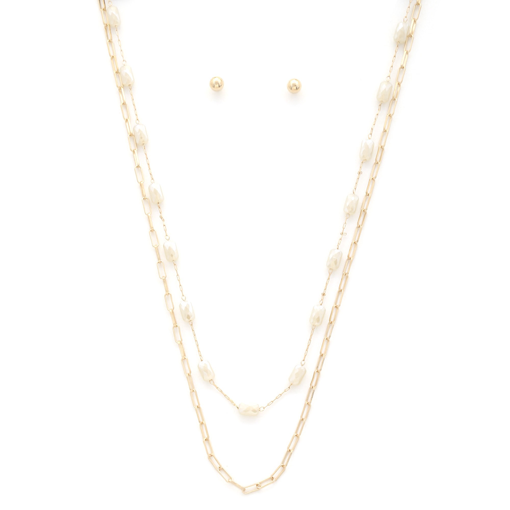 DOUBLE LAYERED SQUARE BEAD NECKLACE