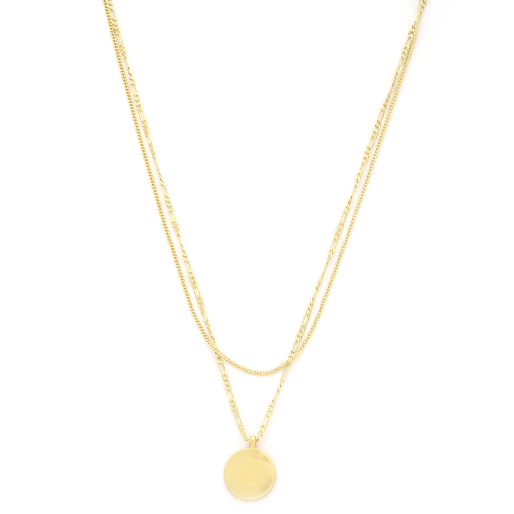 COIN CHARM FIGARO LINK LAYERED NECKLACE