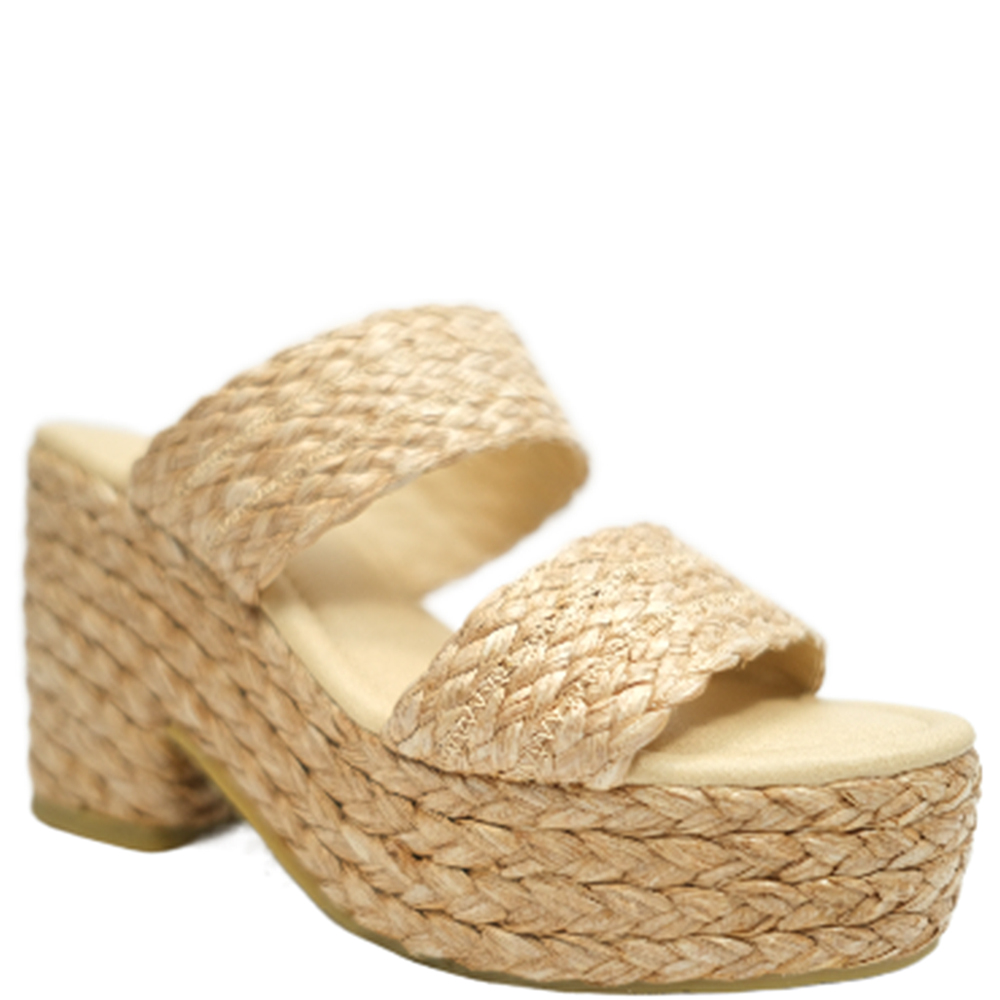 FASHION WOVEN STRAW DOUBLE STRAP HEEL SANDALS PLATFORM 12 PAIRS