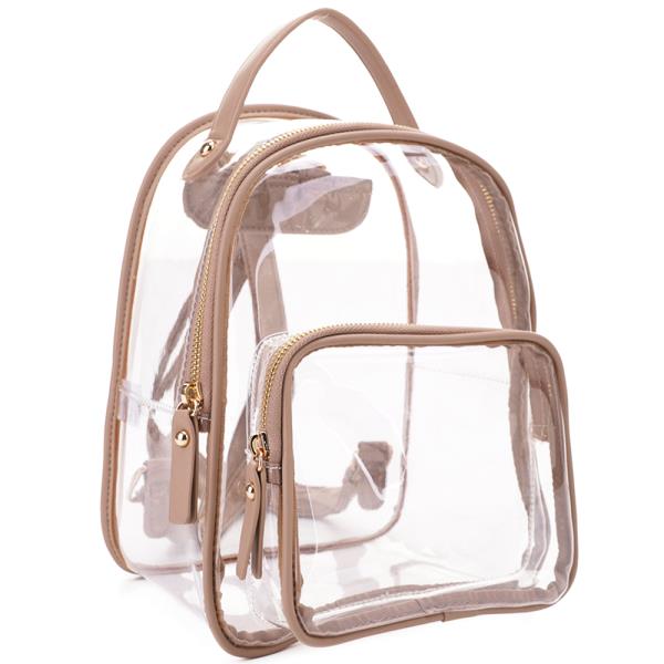 CLEAR COLOR OUTLINED ZIPPER HANDLE BACKPACK