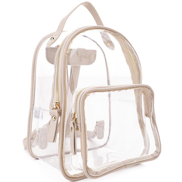 CLEAR COLOR OUTLINED ZIPPER HANDLE BACKPACK