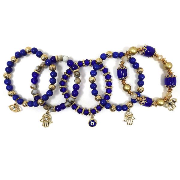 HAMSA CHARM BEAD STERTCH BRACELET SET