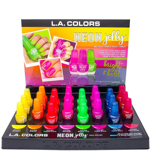 LA COLORS NEON JELLY BRIGHT AND BOLD NAIL POLISH (24 UNITS)