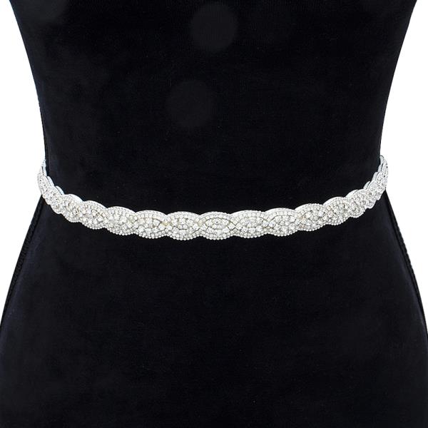 RHINESTONE CRYSTAL OVAL PATTERN BELT & HEADBAND