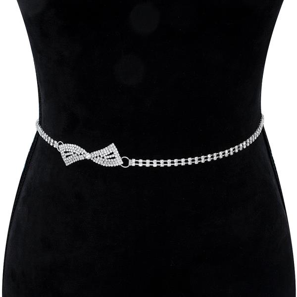 RHINESTONE CRYSTAL BOW SHAPE HOOK BELT