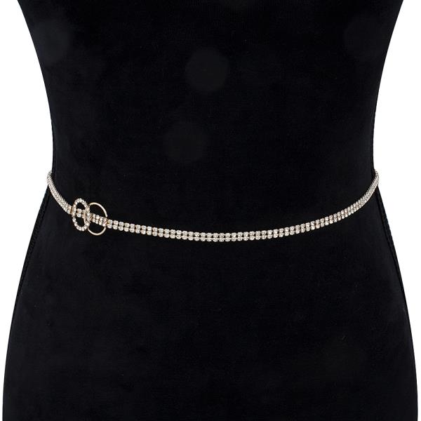RHINESTONE DOUBLE CIRCLE DESIGN HOOK BELT