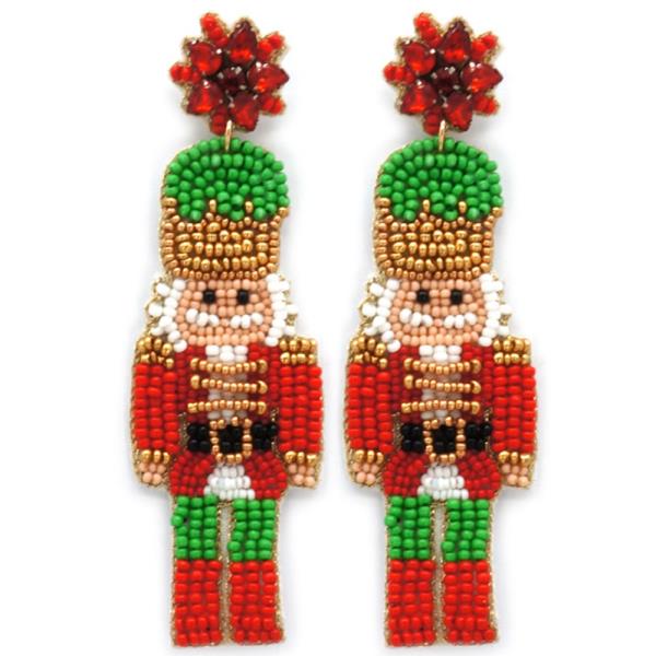 NUTCRACKER POST SEED BEAD EARRING