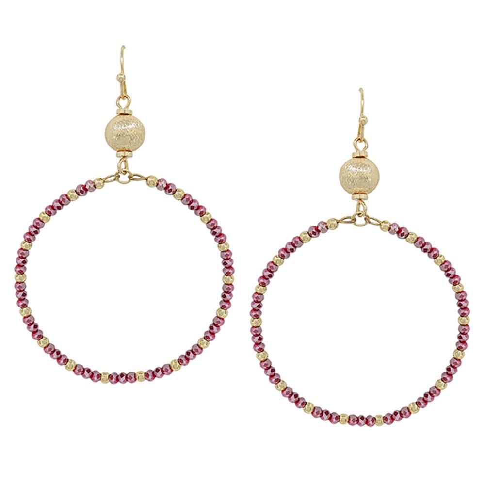 SATIN BALL ACC GLASS BEADS ROUND EARRING