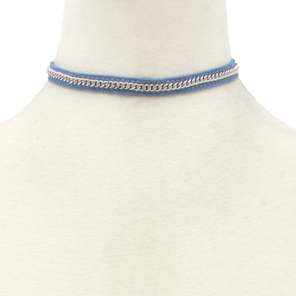 SODAJO CHAIN DENIM CHOKER NECKLACE