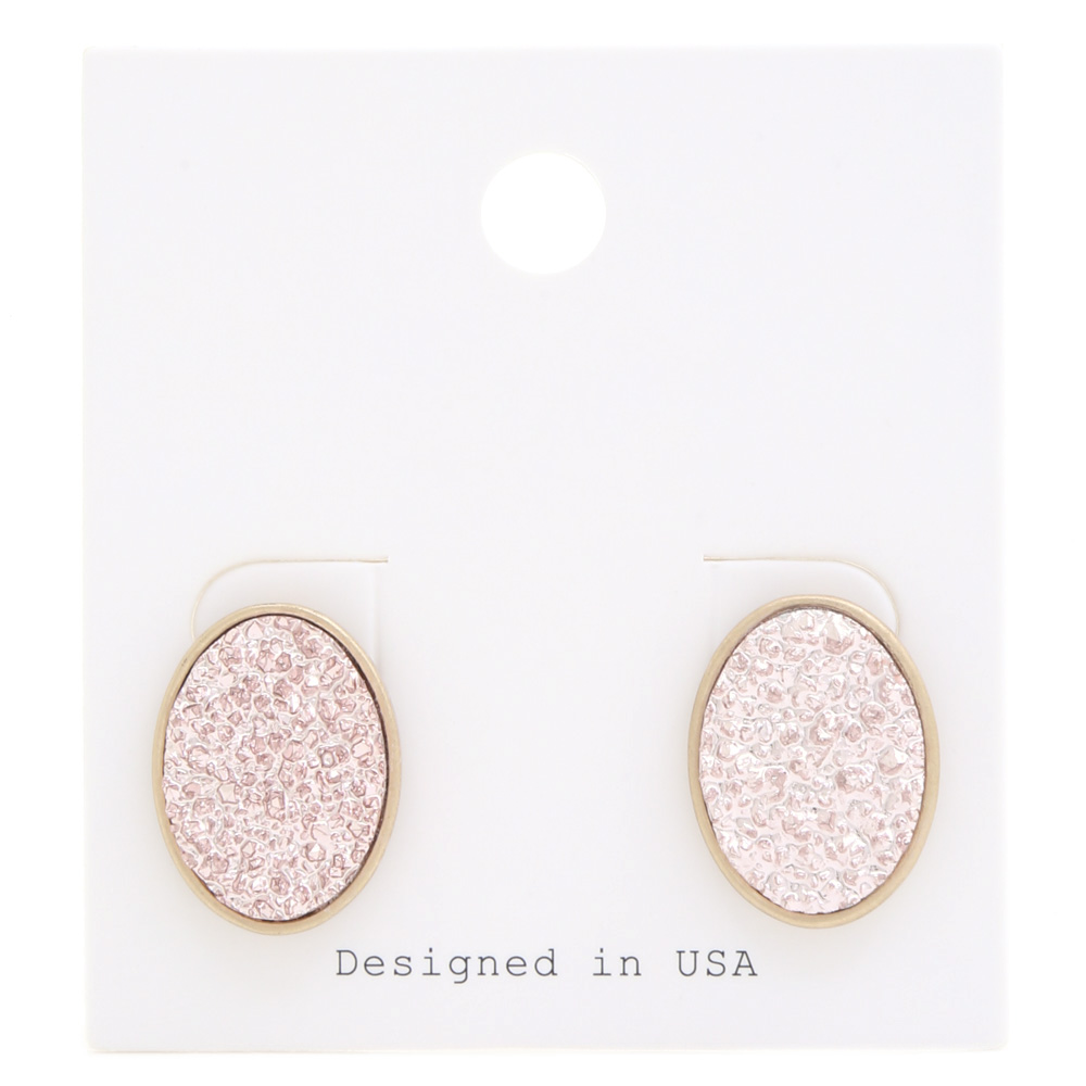 OVAL SHAPE DRUZY POST EARRING