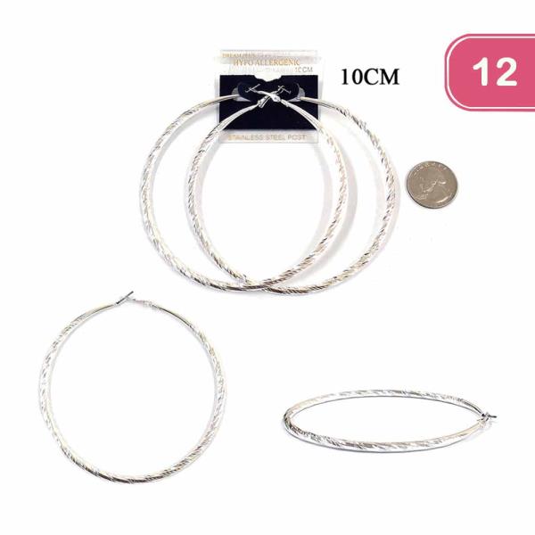 STAINLESS STEEL POST HOOP EARRING (12 UNITS)