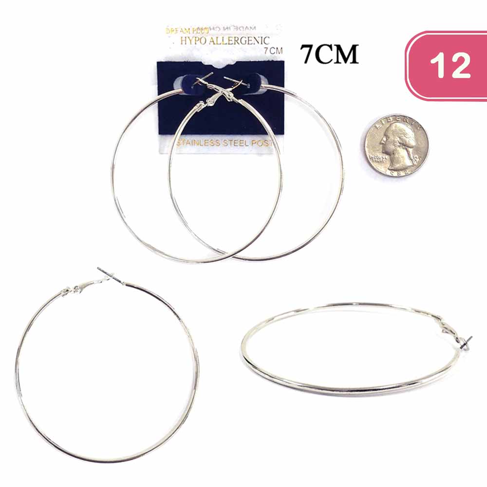 FASHION STAINLESS STEEL HOOP EARRING (12UNITS)