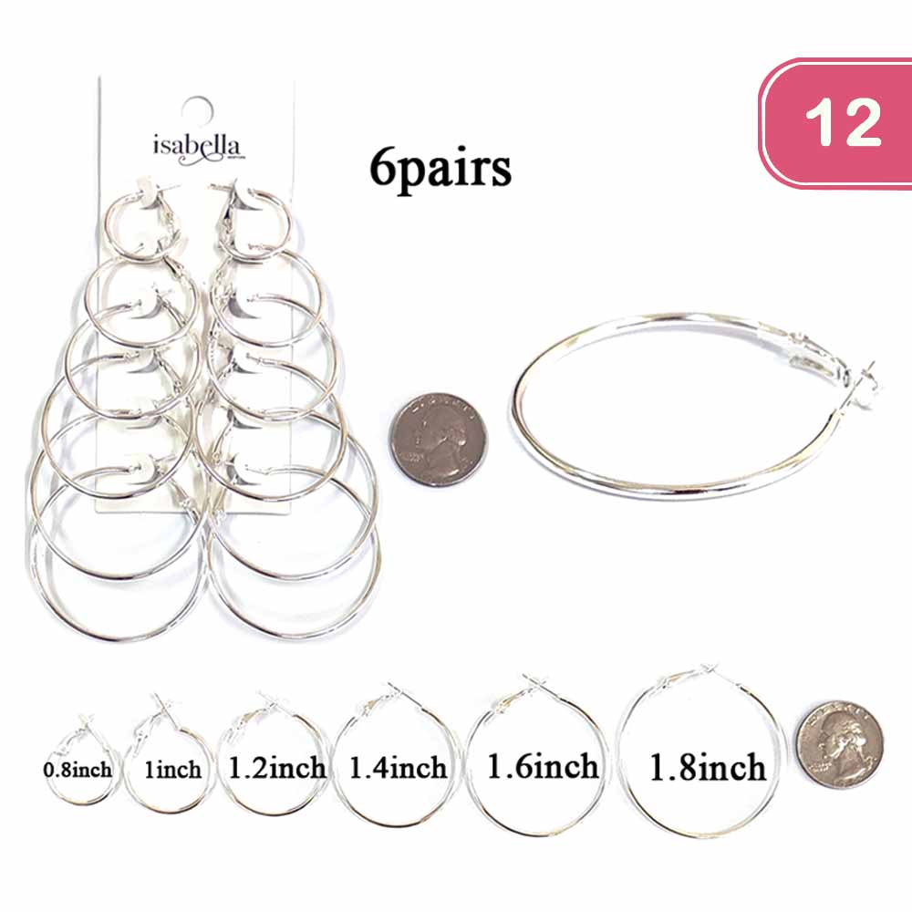 FASHION SIX PAIR HOOP EARRING(12UNITS)