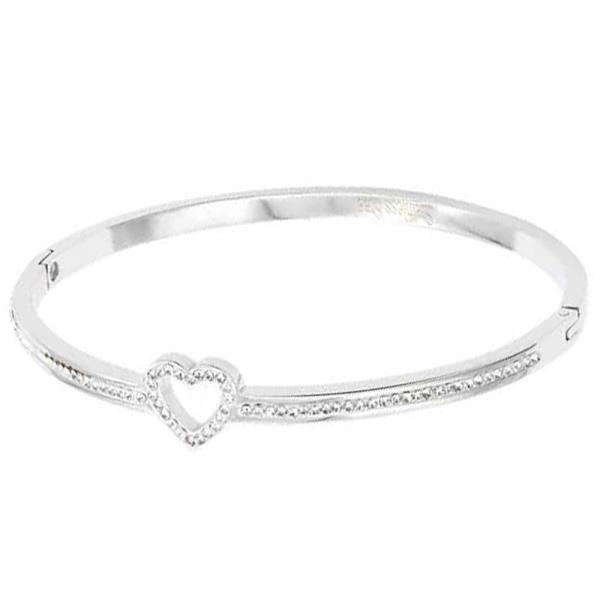STAINLESS STEEL CZ HEART HINGE BRACELET