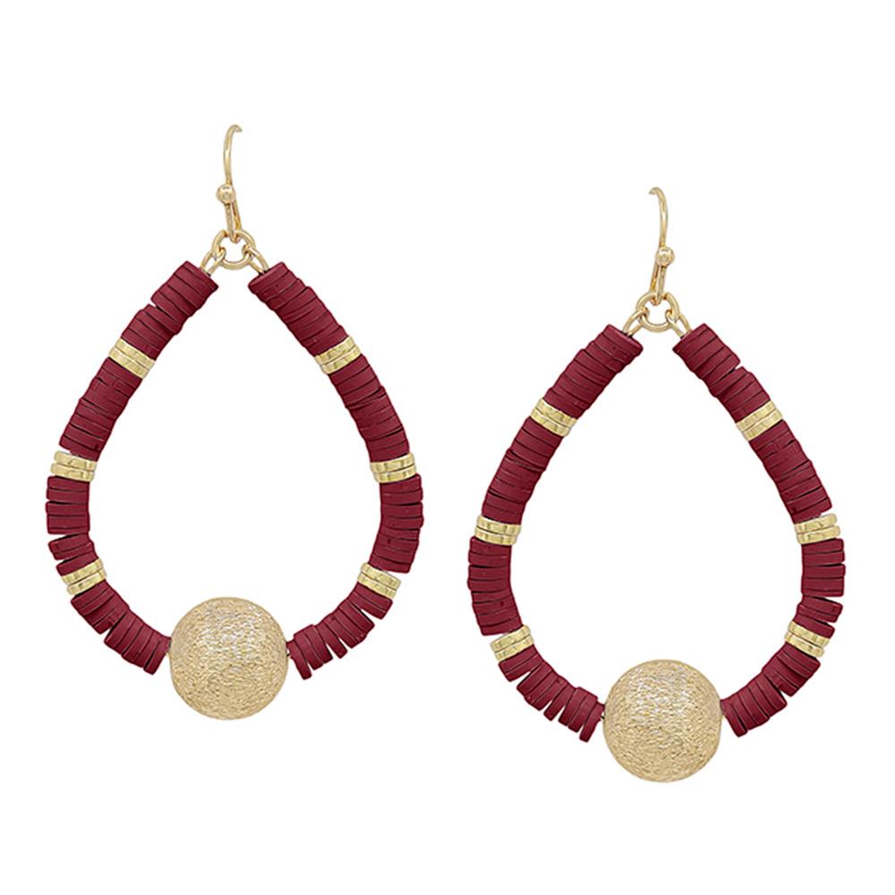 RUBBER BEADS TEARDROP SATIN BALL EARRING