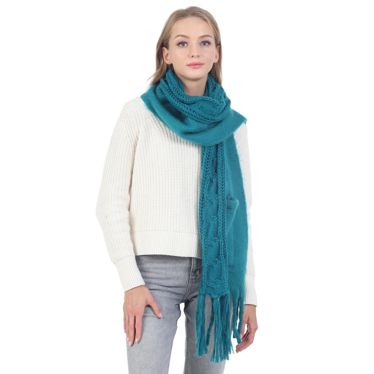 FASHION KNIT BLANKET SCARF WITH POCKET