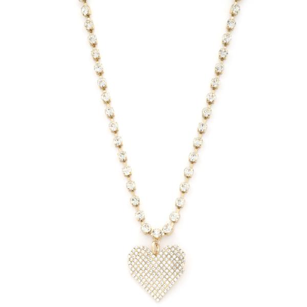 HEART PENDANT RHINESTONE NECKLACE