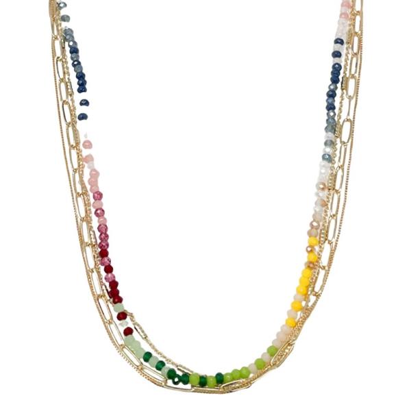 BEADED OVAL LINK LAYERED NECKLACE