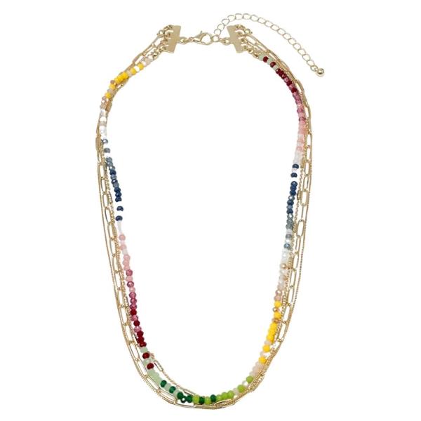 BEADED OVAL LINK LAYERED NECKLACE