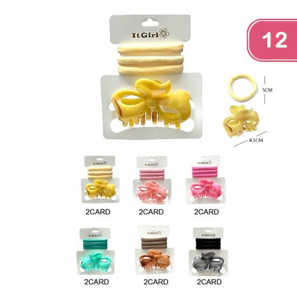ELASTIC HAIR TIE WITH JAW HAIR CLIP (12UNITS)