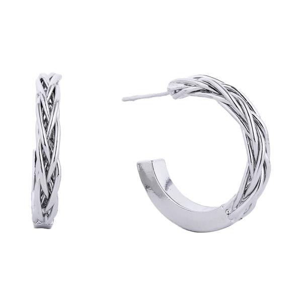 14K GOLD/WHITE GOLD DIPPED POST HOOP EARRING