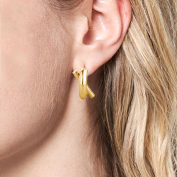 14K GOLD/WHITE GOLD DIPPED POST EARRING