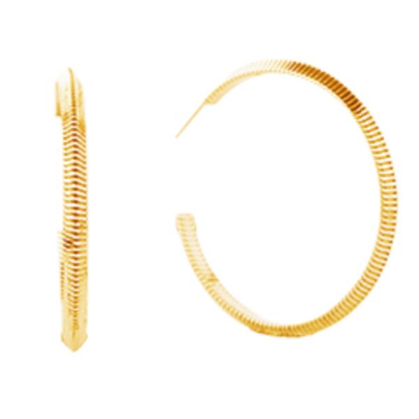14K GOLD/WHITE GOLD DIPPED POST TEXTURED HOOP EARRING