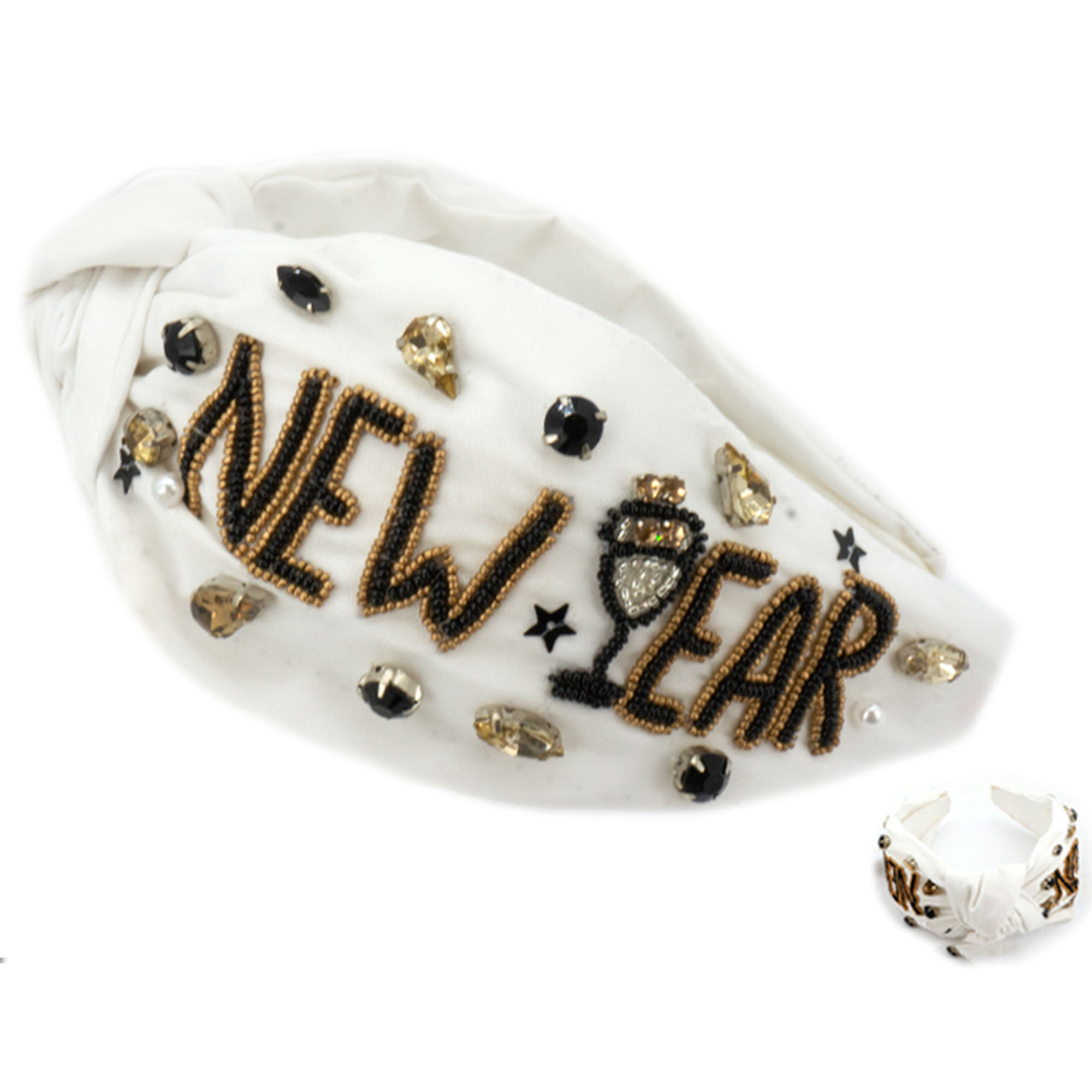 SEED BEAD NEW YEAR HEADBAND WITH STONE