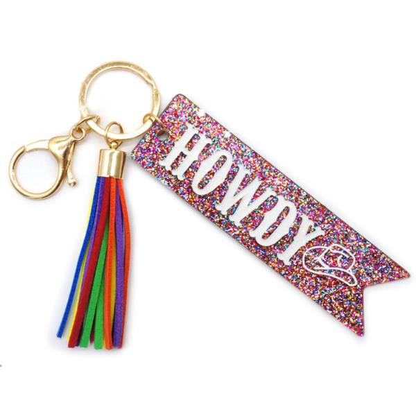 HOWDY RESIN KEYCHAIN WITH TASSEL