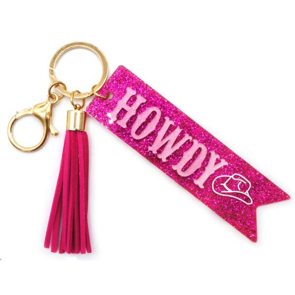 HOWDY RESIN KEYCHAIN WITH TASSEL