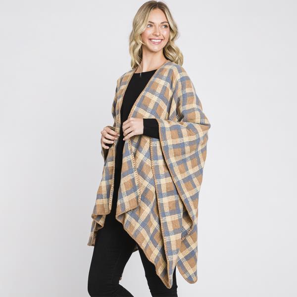 PLAID PATTERN RUANA