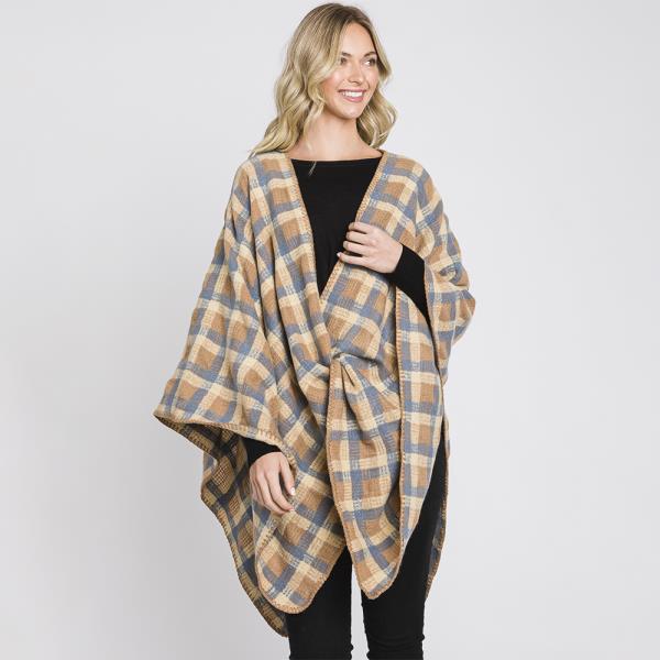 PLAID PATTERN RUANA