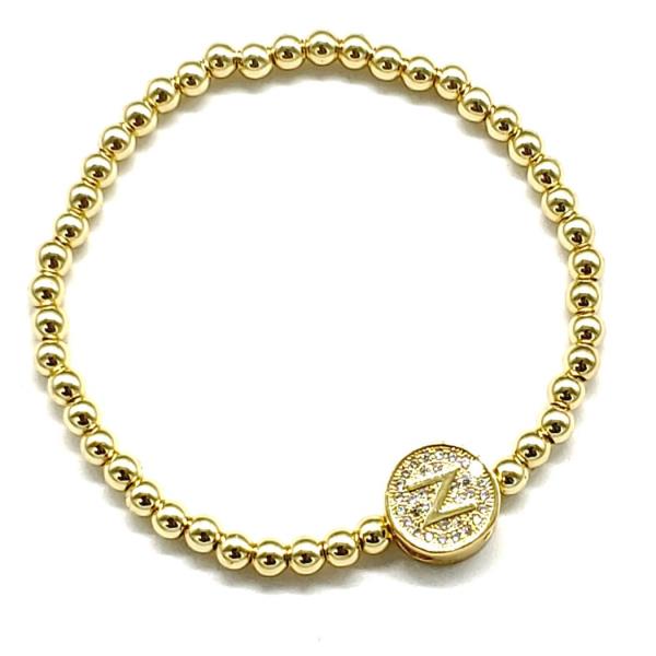 Stainless Steel Initial Charm Stretch Bracelet