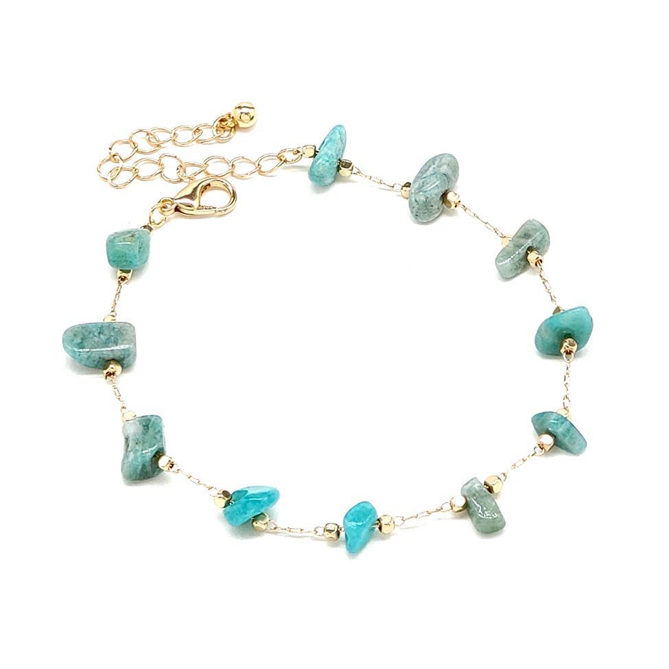 BRASS TURQUOISE STONE CHAIN ANKLET