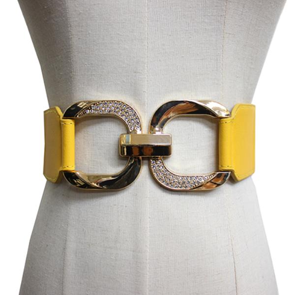 WIDE METAL STONE BUCKLE ELASTIC BELT