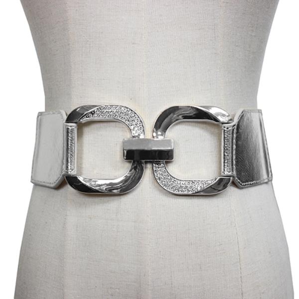 WIDE METAL STONE BUCKLE ELASTIC BELT