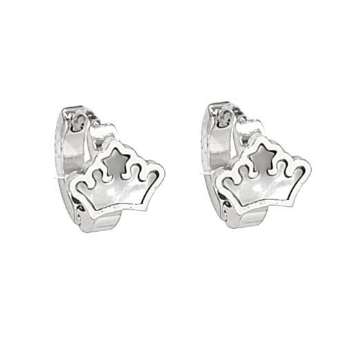 Stainless Steel Mother Pearl Crown Charm Huggie Earrings