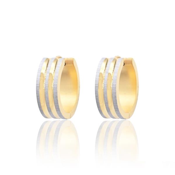 Stainless Steel Double Line Cut Satin Large Huggie Earrings